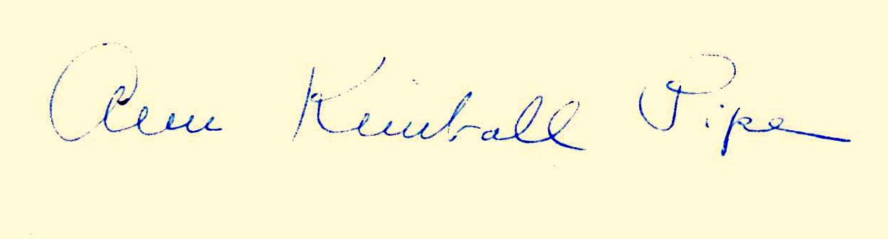 Ann Kimball Pipe's signature